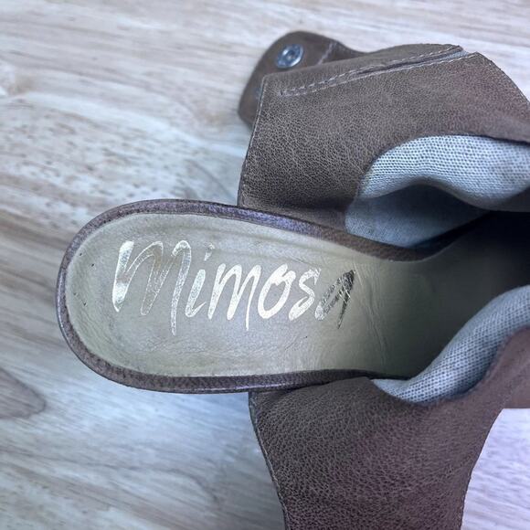 Mimosa Sandal Bootie Women's Size 8.5 Brown Leather Peep Toe 3.5" Vintage - Picture 10 of 13